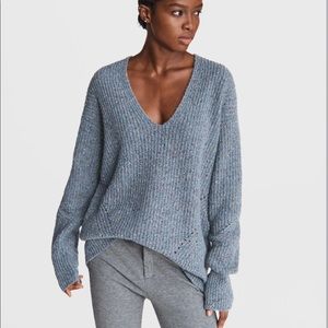 rag & bone Donegal Recycled Wool V-Neck sweater.